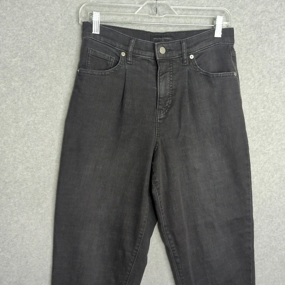 Banana Republic High Rise Slouchy Ankle Rollup Faded Black Denim Jeans Sz‎ 26 2